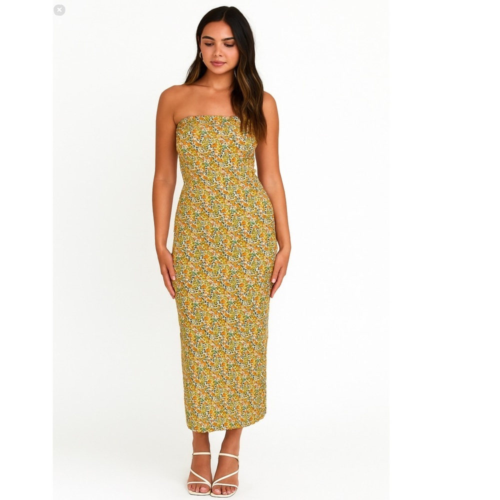 D.N.A Couture Size 2x floral strapless dress